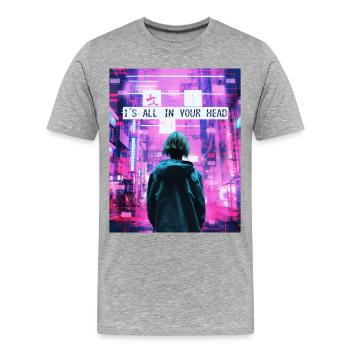 Tout est dans votre tête Vaporwave Problème esthétique - T-shirt bio Premium Homme - gris chiné - Devant - Damien (186cm)