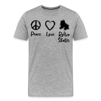 Frieden Liebe Rollschuhlaufen - Männer Premium Bio T-Shirt - Grau meliert - Vorne - Damien (186cm)