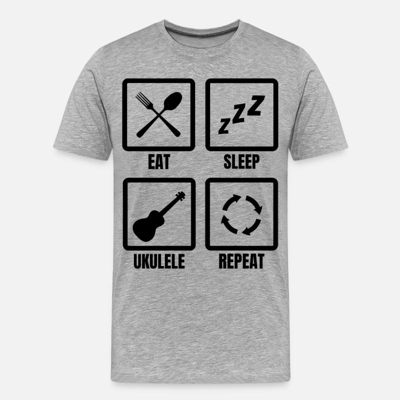 Ukulele Spieler Routine - Männer Premium Bio T-Shirt - Grau meliert