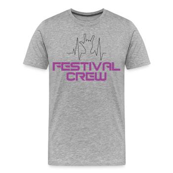 Festival Crew - Men's Premium Organic T-Shirt - heather grey - Front - Damien (186cm)