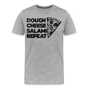 Pâte Fromage Salami Répéter - T-shirt bio Premium Homme - gris chiné - Devant - Damien (186cm)