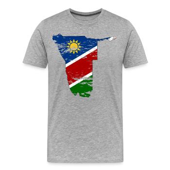 Carte de Namibie utilisée - T-shirt bio Premium Homme - gris chiné - Devant - Damien (186cm)