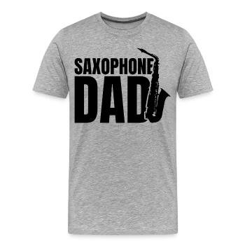 Saxophone Papa - T-shirt bio Premium Homme - gris chiné - Devant - Damien (186cm)