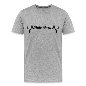 Flötenmusik EKG Pulsschlag - Männer Premium Bio T-Shirt - Grau meliert - Vorne - Damien (186cm)