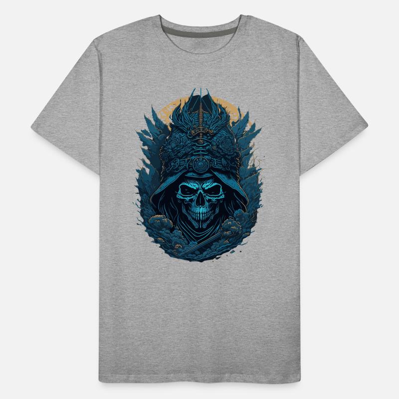 Blauer Samurai Skelett Schädel - Blauer Samurai Schädel Männer Premium Bio T-Shirt