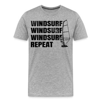 Windsurfen Wiederholen - Männer Premium Bio T-Shirt - Grau meliert - Vorne - Damien (186cm)