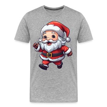 Fröhlicher Santa Clipart - Männer Premium Bio T-Shirt - Grau meliert - Vorne - Damien (186cm)