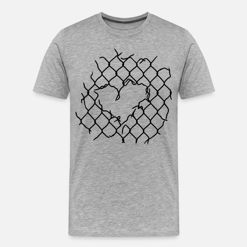 Maschendraht Herz - Männer Premium Bio T-Shirt - Grau meliert
