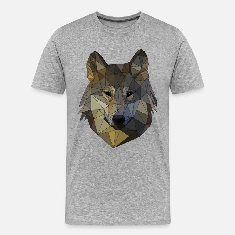 Polygon Wolf Triangular Mosaic Shapes Polyart - Men's Premium Organic T-Shirt - heather grey