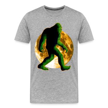 Bigfoot Sasquatch et lune - T-shirt bio Premium Homme - gris chiné - Devant - Damien (186cm)