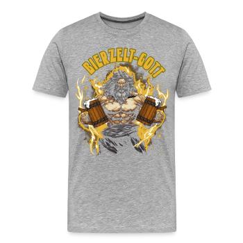 Bierzelt Gott Biertrinker Geschenk - Männer Premium Bio T-Shirt - Grau meliert - Vorne - Damien (186cm)