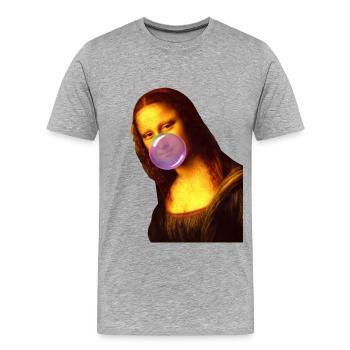Mona Lisa Gomme à mâcher Bulle - T-shirt bio Premium Homme - gris chiné - Devant - Damien (186cm)