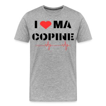 Déclaration d'amour à ma copine - T-shirt bio Premium Homme - gris chiné - Devant - Damien (186cm)