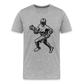 Lacrosse Spieler Skizze - Männer Premium Bio T-Shirt - Grau meliert - Vorne - Damien (186cm)