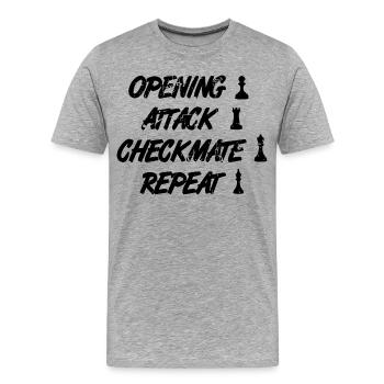 Eröffnungszug Schachmatt Wiederholung - Männer Premium Bio T-Shirt - Grau meliert - Vorne - Damien (186cm)