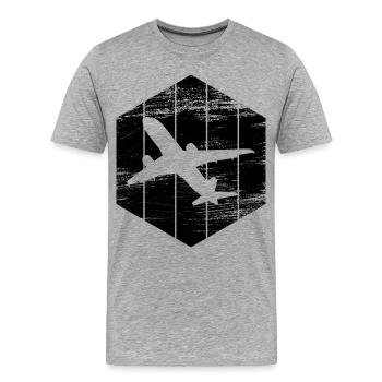 Croquis d’avion à réaction - T-shirt bio Premium Homme - gris chiné - Devant - Damien (186cm)