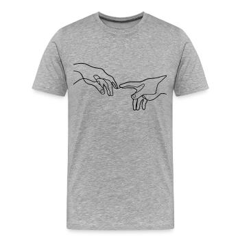 La création des mains d’Adam - T-shirt bio Premium Homme - gris chiné - Devant - Damien (186cm)