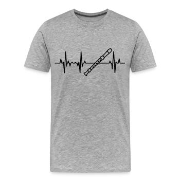 Flute Heartline - T-shirt bio Premium Homme - gris chiné - Devant - Damien (186cm)