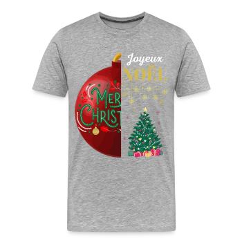 Merry Christmas and Merry Christmas - Men's Premium Organic T-Shirt - heather grey - Front - Damien (186cm)