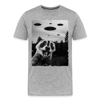 Waschbär Auserirdisch Invasion Uap Weirdcore - Männer Premium Bio T-Shirt - Grau meliert - Vorne - Damien (186cm)