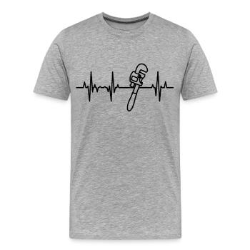Pipe Wrench ECG Heart Line - Men's Premium Organic T-Shirt - heather grey - Front - Damien (186cm)