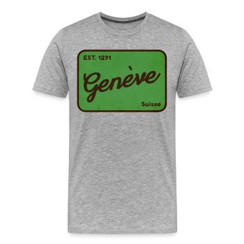 Genève Suisse Sign – Vintage Swiss Design - Men's Premium Organic T-Shirt - heather grey - Front - Damien (186cm)