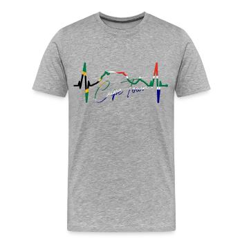Cape Town Skyline Heartbeat Afrique du Sud Table Mountain - T-shirt bio Premium Homme - gris chiné - Devant - Damien (186cm)