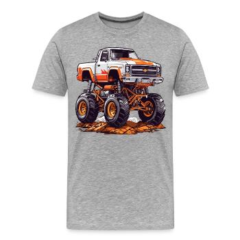 Monstertruck Renn - Männer Premium Bio T-Shirt - Grau meliert - Vorne - Damien (186cm)