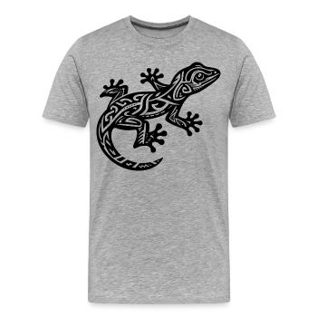 Lézard tribal - T-shirt bio Premium Homme - gris chiné - Devant - Damien (186cm)