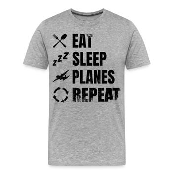 Passionnés d’avions - T-shirt bio Premium Homme - gris chiné - Devant - Damien (186cm)