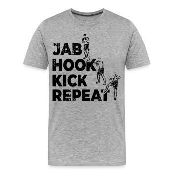 Kickboxer Routine - Men's Premium Organic T-Shirt - heather grey - Front - Damien (186cm)