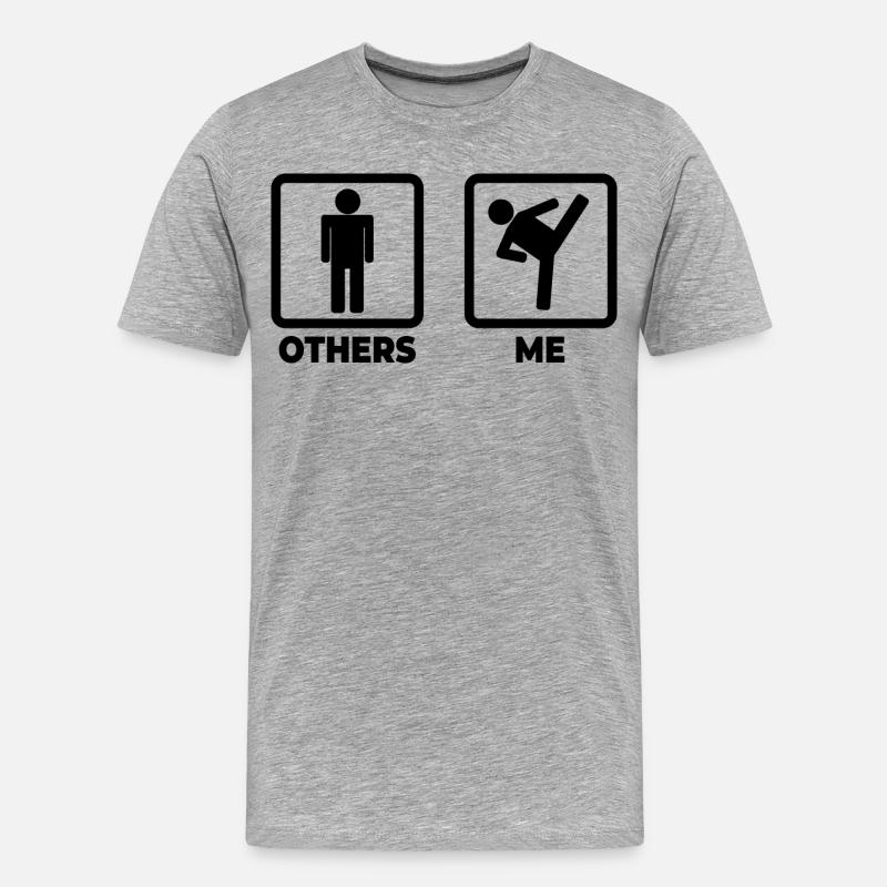 Kickbox Strichmännchen - Männer Premium Bio T-Shirt - Grau meliert