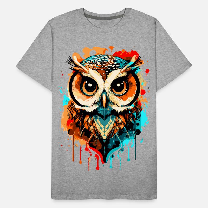 Eule Bunt - Nachteule - Schleiereule - Eulen Kauz Männer Premium Bio T-Shirt