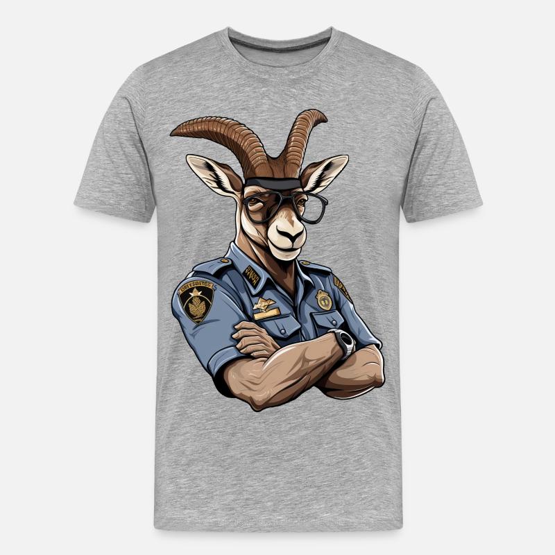 Polizei Steinbock - Männer Premium Bio T-Shirt - Grau meliert