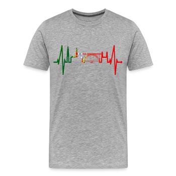 Porto Skyline Heartbeat Portugal Heart Love Porto - Men's Premium Organic T-Shirt - heather grey - Front - Damien (186cm)