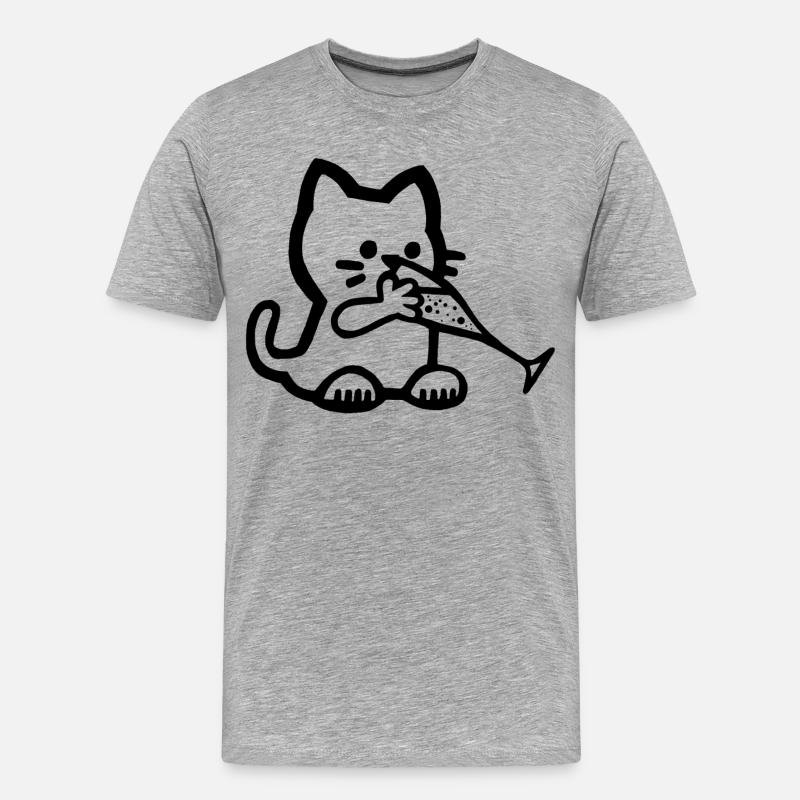 Das Kätzchen hat Durst - Männer Premium Bio T-Shirt - Grau meliert