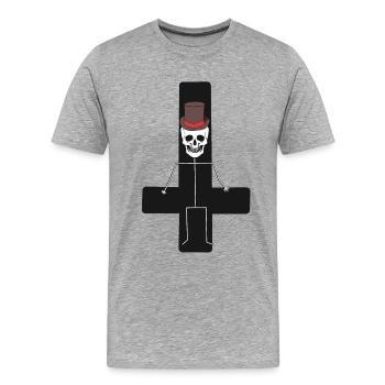 Fantasy Halloween Dark Kreuz Skelett Horror Tod - Männer Premium Bio T-Shirt - Grau meliert - Vorne - Damien (186cm)