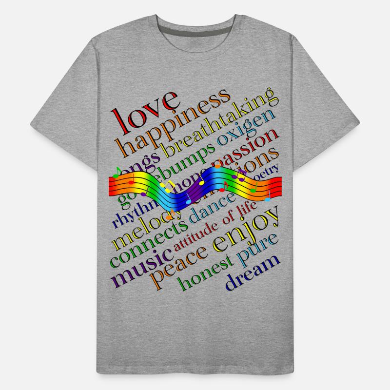 Vague colorée de notes sur des paroles colorées T-shirt bio Premium Homme