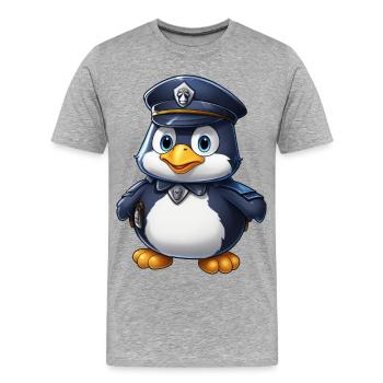 Penguin Policeman - Men's Premium Organic T-Shirt - heather grey - Front - Damien (186cm)