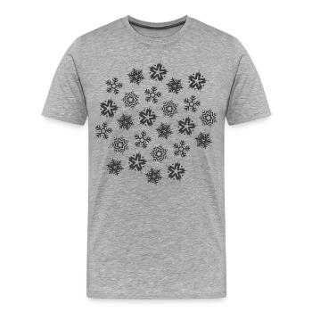 Schneeflocken Schnee Muster Schneekristalle Winter - Männer Premium Bio T-Shirt - Grau meliert - Vorne - Damien (186cm)