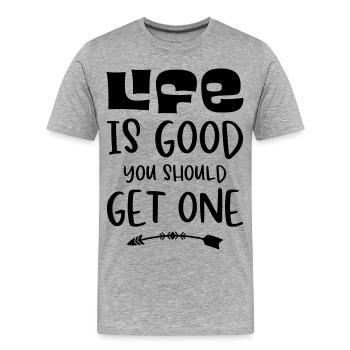 Dictons amusants - T-shirt bio Premium Homme - gris chiné - Devant - Damien (186cm)