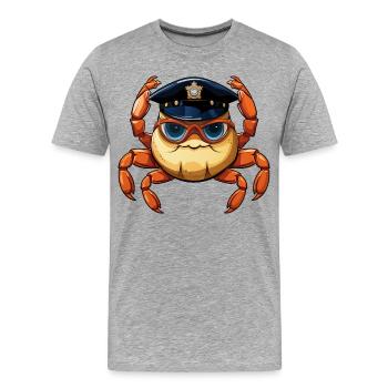 Crab Policeman - Men's Premium Organic T-Shirt - heather grey - Front - Damien (186cm)