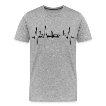 Freiburg im Breisgau Skyline Heartbeat Freiburger - Men's Premium Organic T-Shirt - heather grey - Front - Damien (186cm)