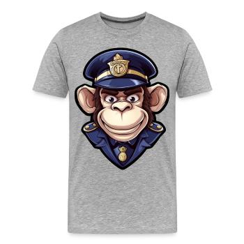Monkey Policewoman - Men's Premium Organic T-Shirt - heather grey - Front - Damien (186cm)