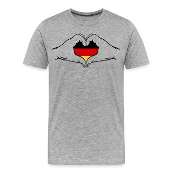 Allemagne Drapeau Aiguilles Coeur Forme - T-shirt bio Premium Homme - gris chiné - Devant - Damien (186cm)