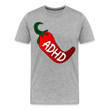 NEUORDIVERSITY ADHD PEPERONI - T-shirt bio Premium Homme - gris chiné - Devant - Damien (186cm)