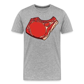 Dessin de steak - T-shirt bio Premium Homme - gris chiné - Devant - Damien (186cm)