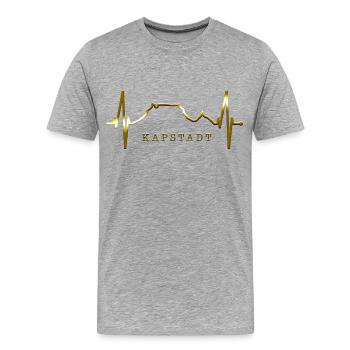 Cape Town Skyline Heartbeat Afrique du Sud Montagne de la Table - T-shirt bio Premium Homme - gris chiné - Devant - Damien (186cm)