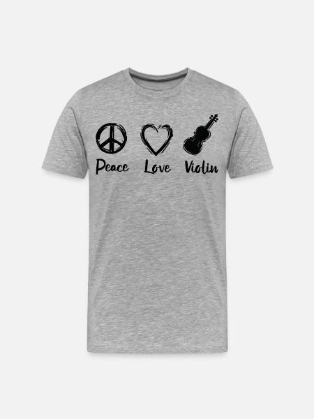 Peace Love Violin - Men's Premium Organic T-Shirt - heather grey