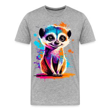 Meerkat Colorful - Meerkat from the Desert - Men's Premium Organic T-Shirt - heather grey - Front - Damien (186cm)